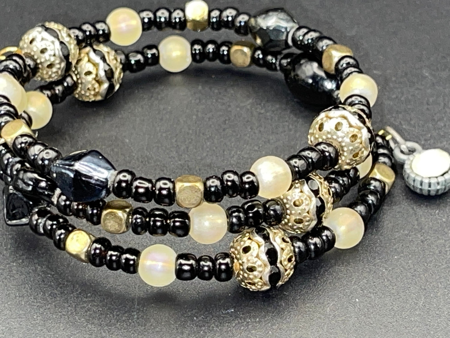 BKC - White & Black Triple Loop Bracelets