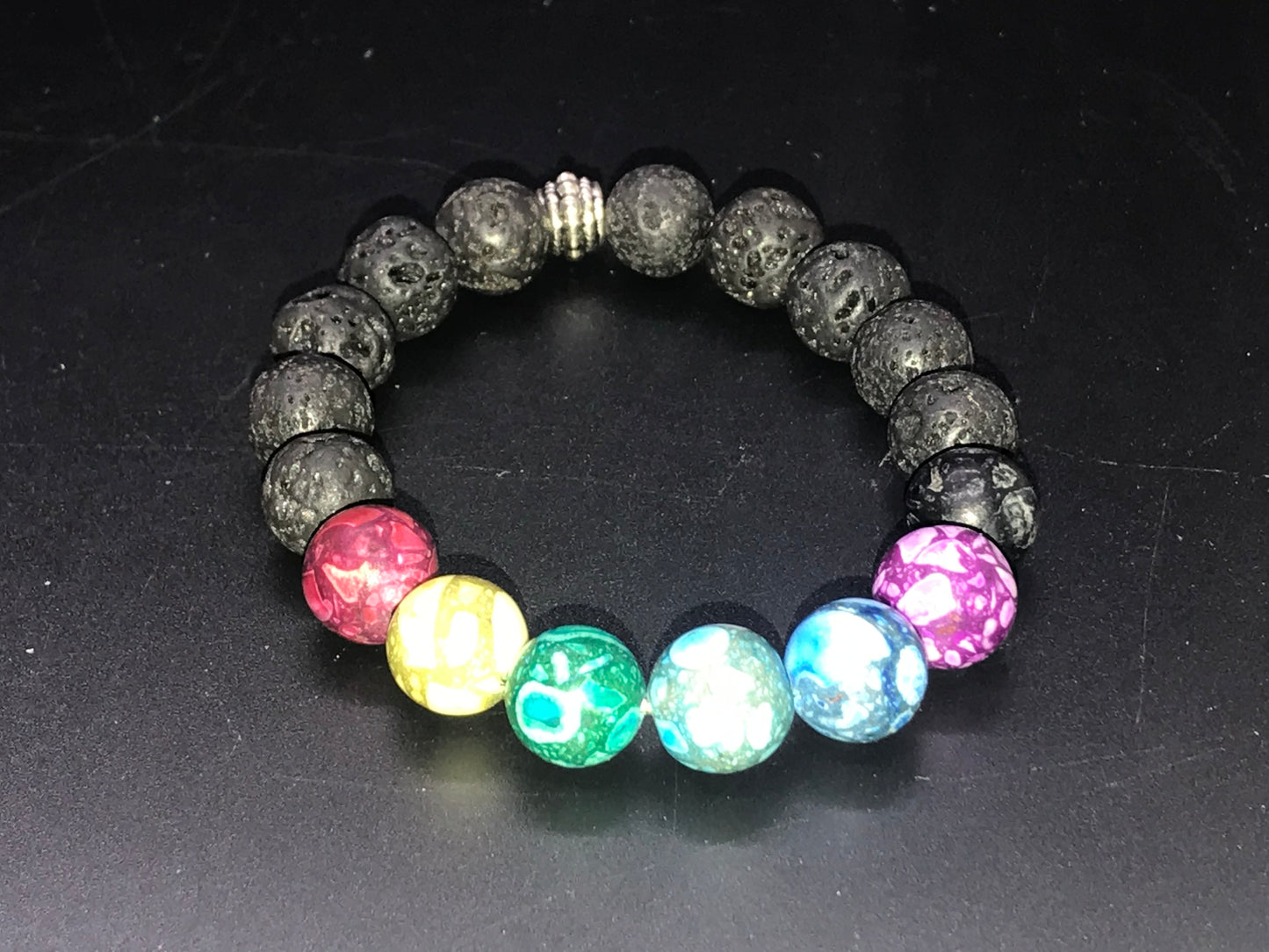 pressed chips & lava beads